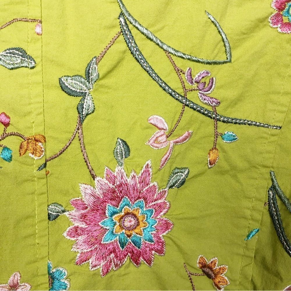 JOHNNY WAS | Embroidered Lime Green Floral Blazer Jacket Women’s Size Small - Picture 10 of 10